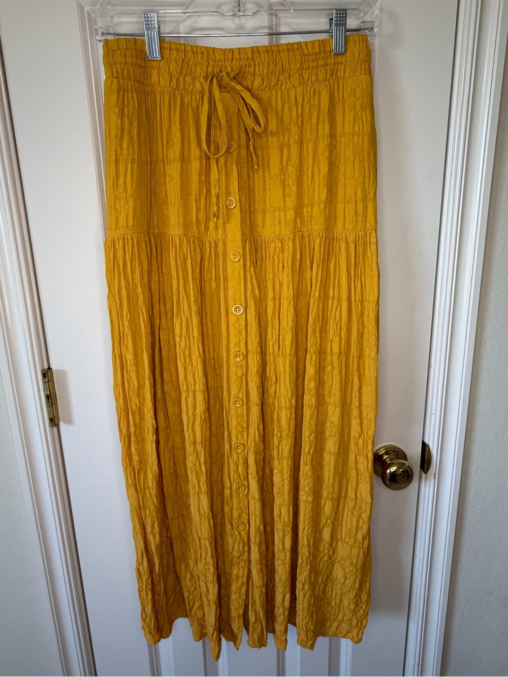 Maeve by Anthropologie Mustard Button-Front Boho Maxi Skirt